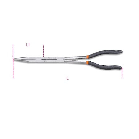 Beta 1009L/D Extra Long Knurled, Double Swivel Nose Pliers, Slip-proof PVC- Coated Handles 010090058
